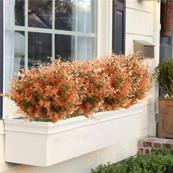 8 Bundles Artificial Fall Boxwood No Fade Faux Autumn Plants Fake Indoor Outdoor - Picture 2 of 7